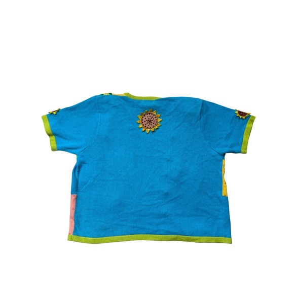 Y2K Colorful Sunflower Patchwork Cardigan Sweater – Size XL - Picture 2 of 9